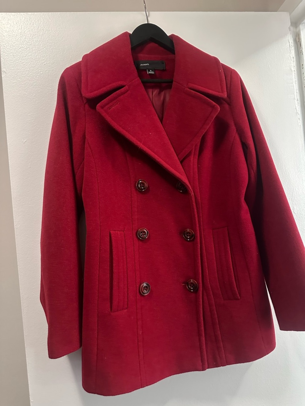 Avanti Women's Crimson Double-Breasted Pea Coat